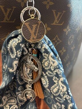 Louis Vuitton Monogram Western Horse, Silky Scarf, Horseshoe, Tassel Bag Charm
